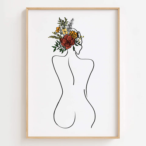 Abstract Floral Head Woman Silhouette Art Print