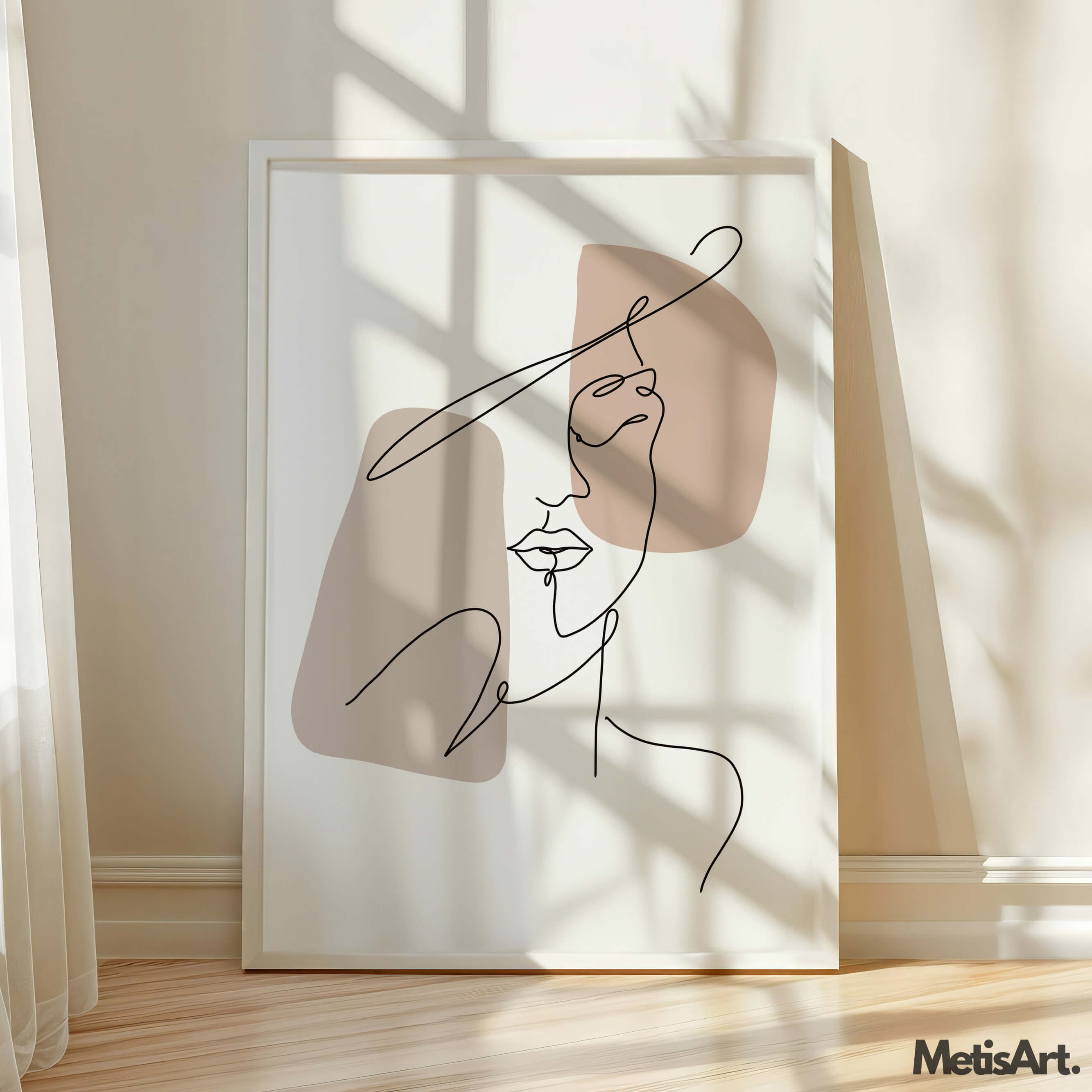 Bohemian Woman Line Art Print in Modern Boho Living Room