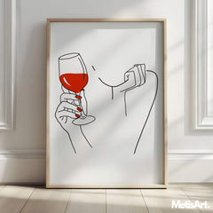 Wine Glass Line Art Print in Modern Bar Setting