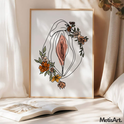 A powerful clitoris line art print, empowering women through modern art and body positivity.
