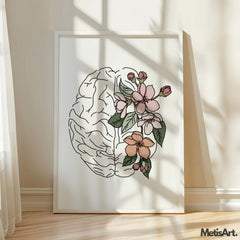 Floral Brain Anatomy Wall Art Print