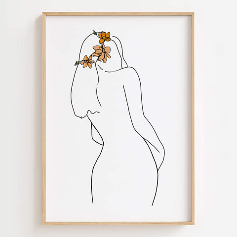 Floral Woman Back Poster with Flower Crown