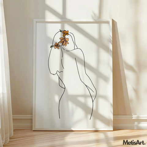Floral Woman Back Poster Art Print