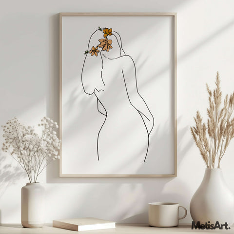Floral Woman Back Poster on Wall