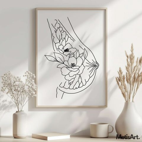 Empowering Woman Poster with floral and anatomical motifs, a thoughtful gift for medical professionals.