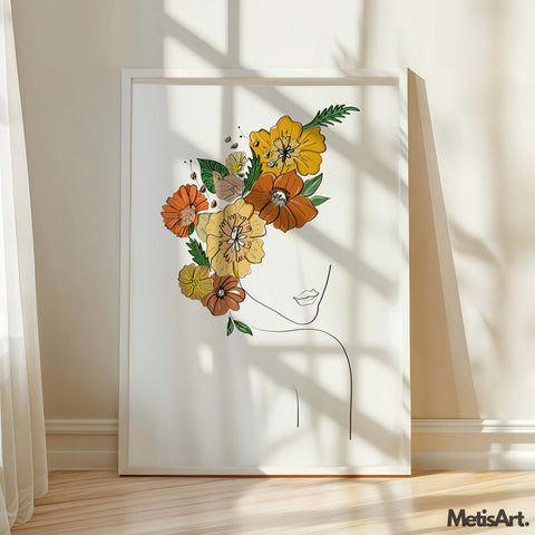 Flower Head Woman Wall Art Print