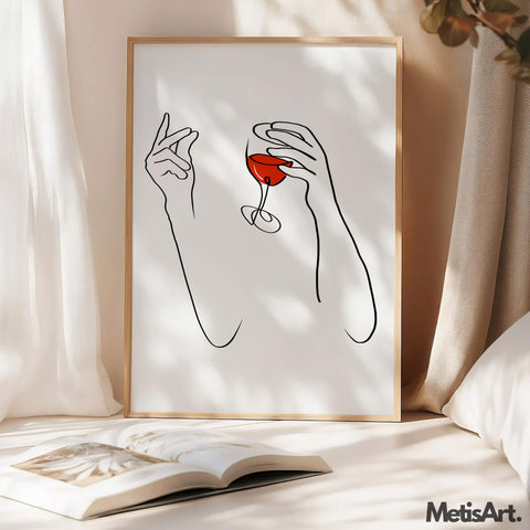 Close-up of Woman Holding Wine Glass in Abstract Art