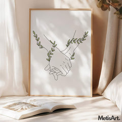 Close-up of Romantic Couple Holding Hands Art Features