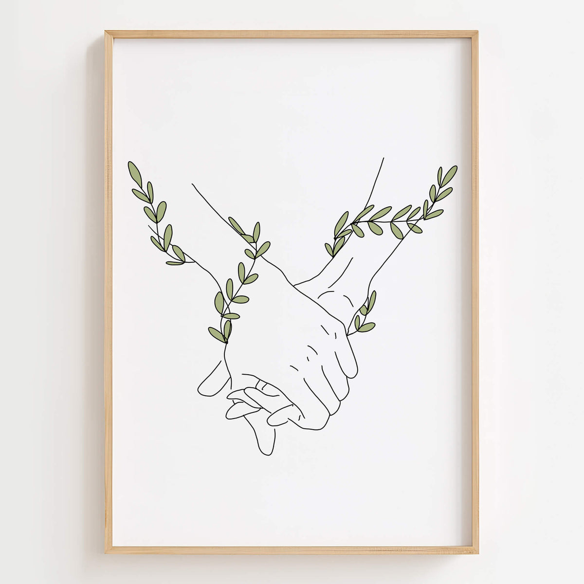 Romantic Couple Holding Hands Art Print on White Background