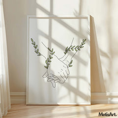 Romantic Couple Holding Hands Art Print