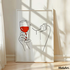 Framed Wine Glass Line Art Print