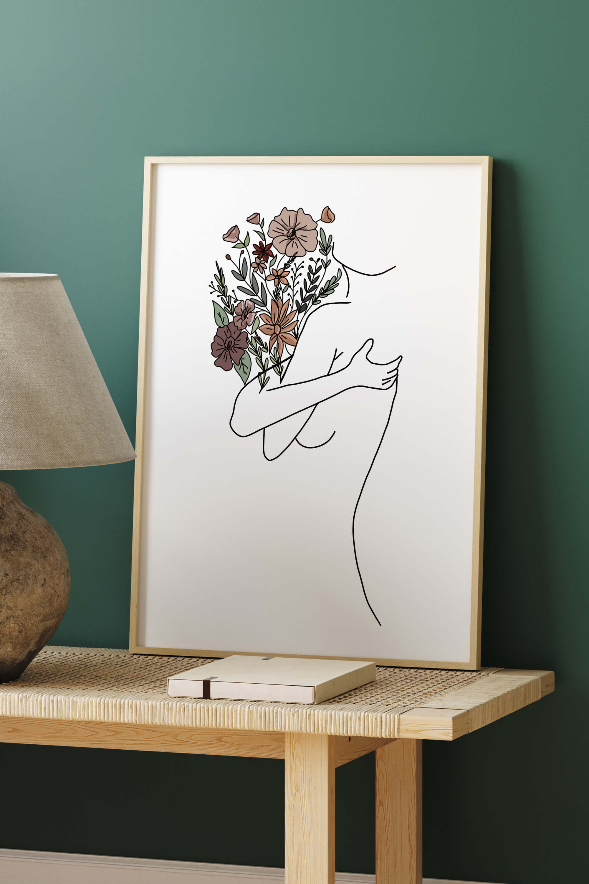 Artistic floral line drawing celebrating the female form from behind, offering a respectful representation with subtle nuances in line art.