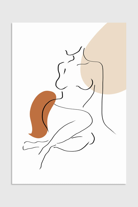 Abstract line art of a female form, showcasing modern elegance for home decor. 2000