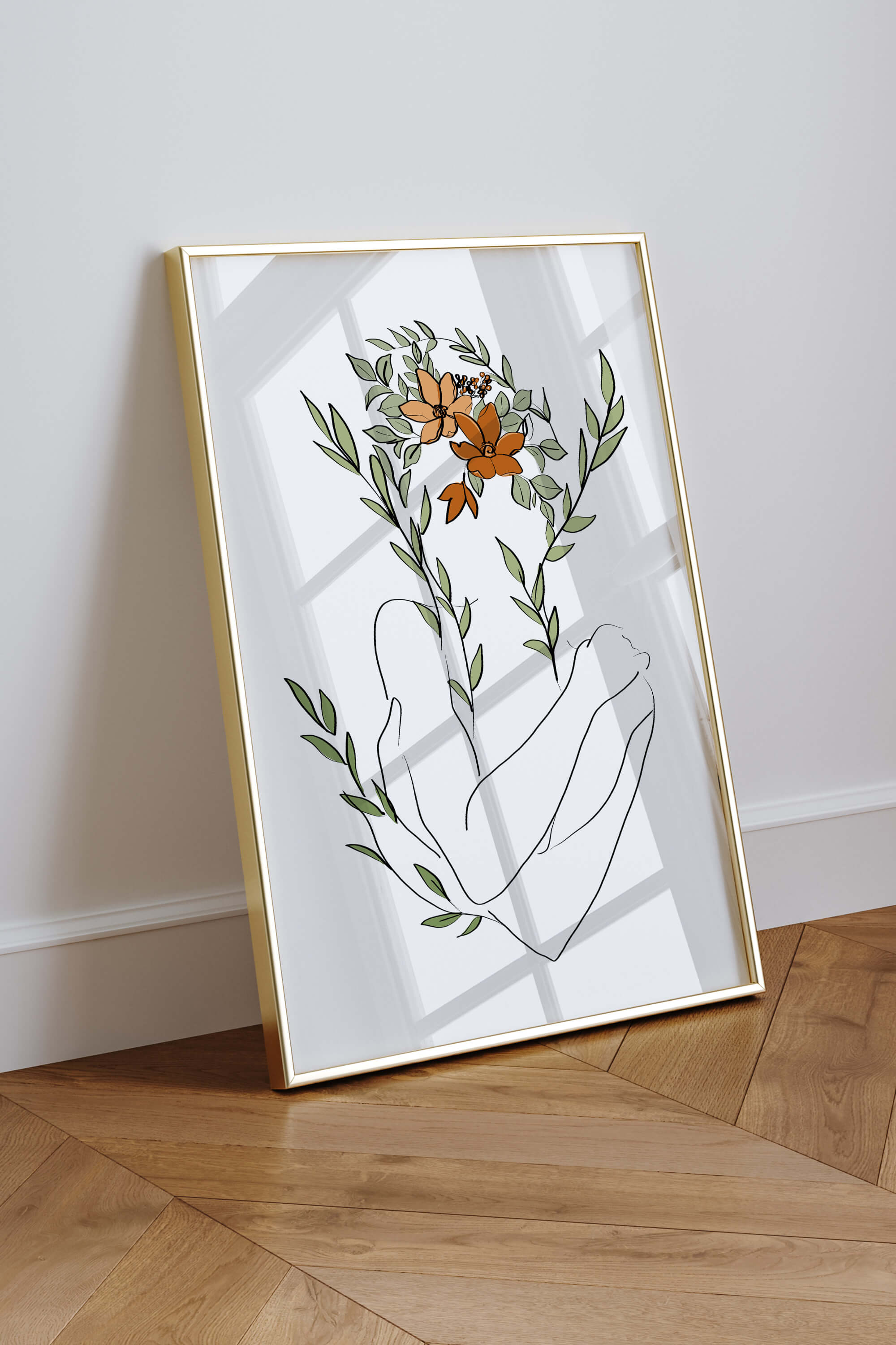 Abstract floral art showcasing the beauty of a woman, with intricate details that add a touch of enchantment to your bedroom decor.