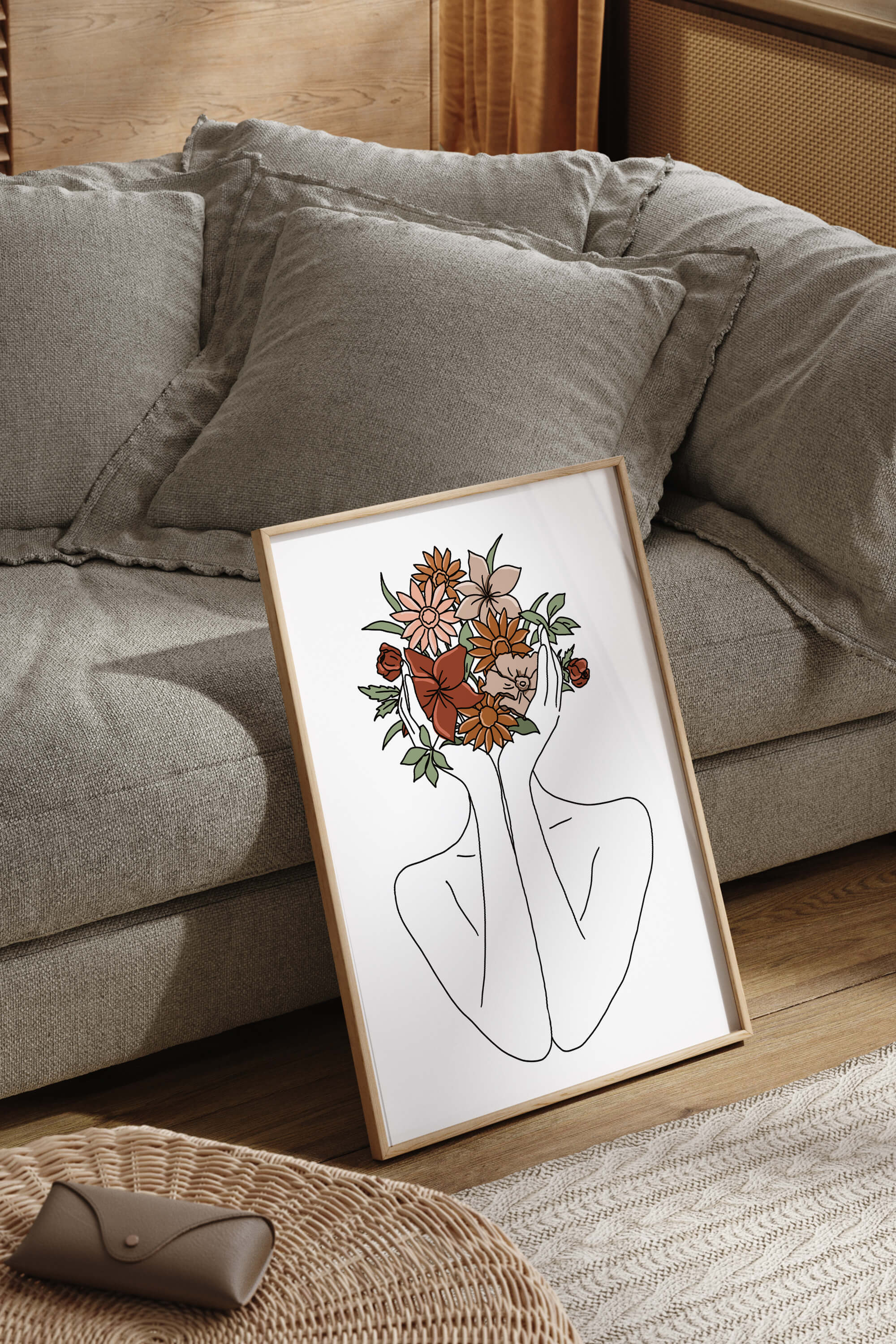 Large floral wall art decor with bold yet elegant design, making a striking statement in any room.