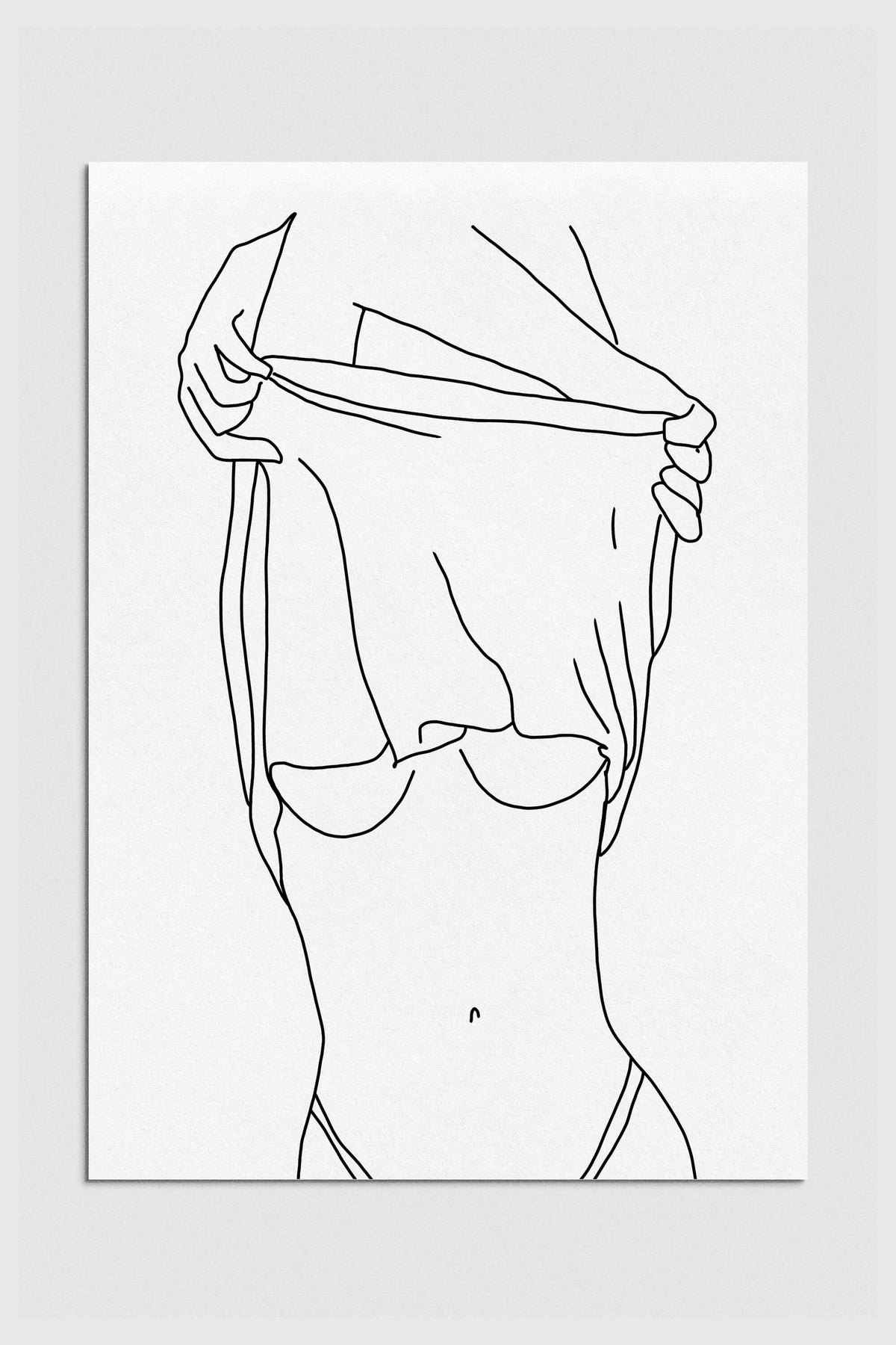 Elegant line drawing celebrating female empowerment. Black and white art print featuring graceful curves and confident strokes. Perfect for modern, classy decor and body-positive spaces.