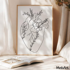 Anatomical heart art hanging in a medical office, creating a sophisticated and educational atmosphere.