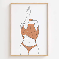Female body line drawing empowering art print