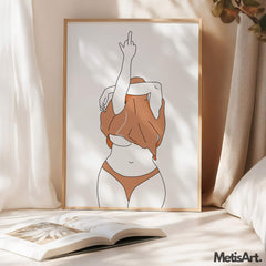 Abstract female figure line drawing art