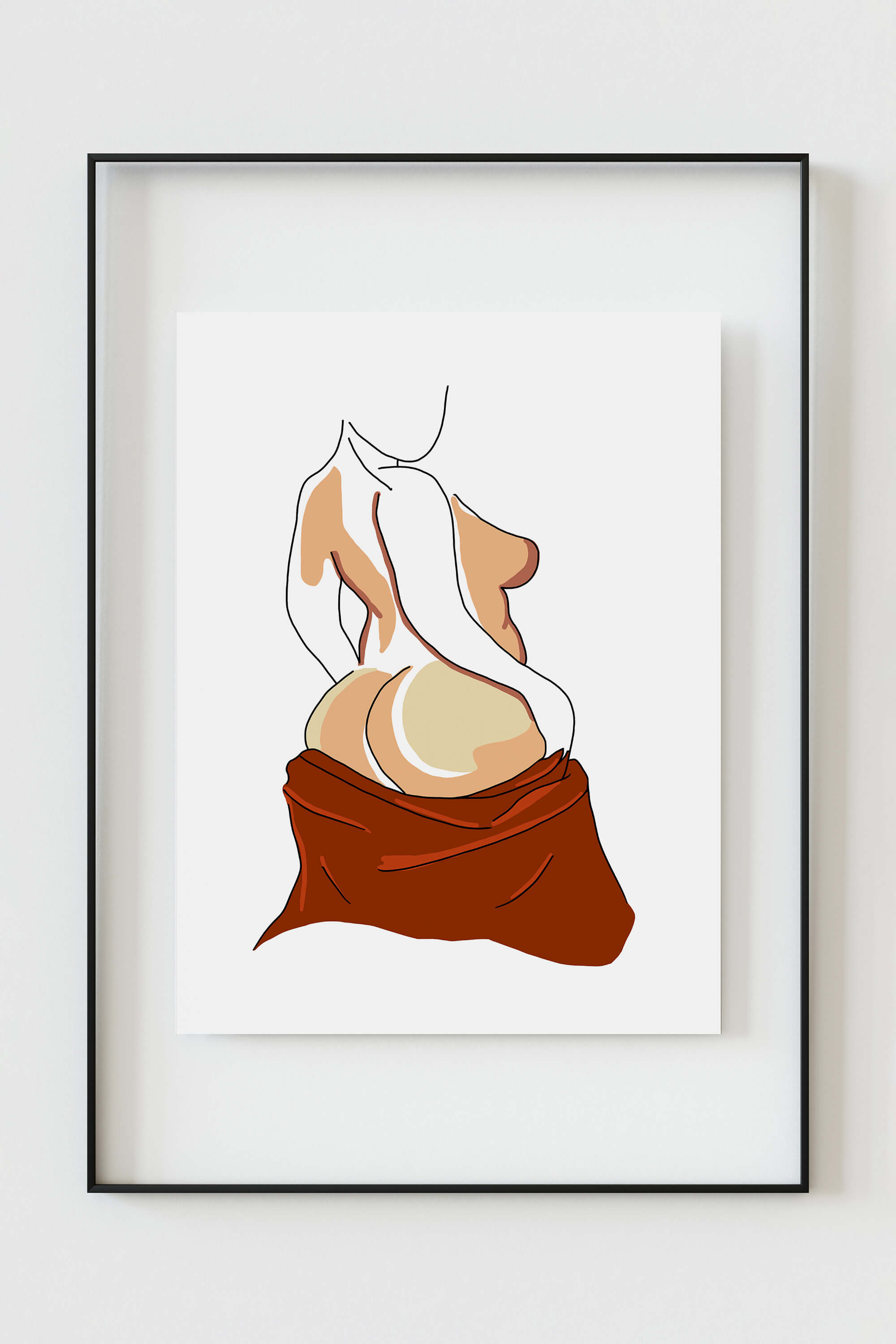Colorful wall decor featuring vibrant line art capturing the curves and contours of the female body.