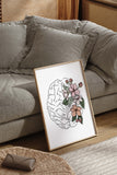 Detailed Brain Artwork with a botanical twist, perfect as an educational piece in therapy settings.