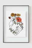 Botanical line art heart poster, a modern and trendy choice for couples celebrating their love and commitment on their anniversary.