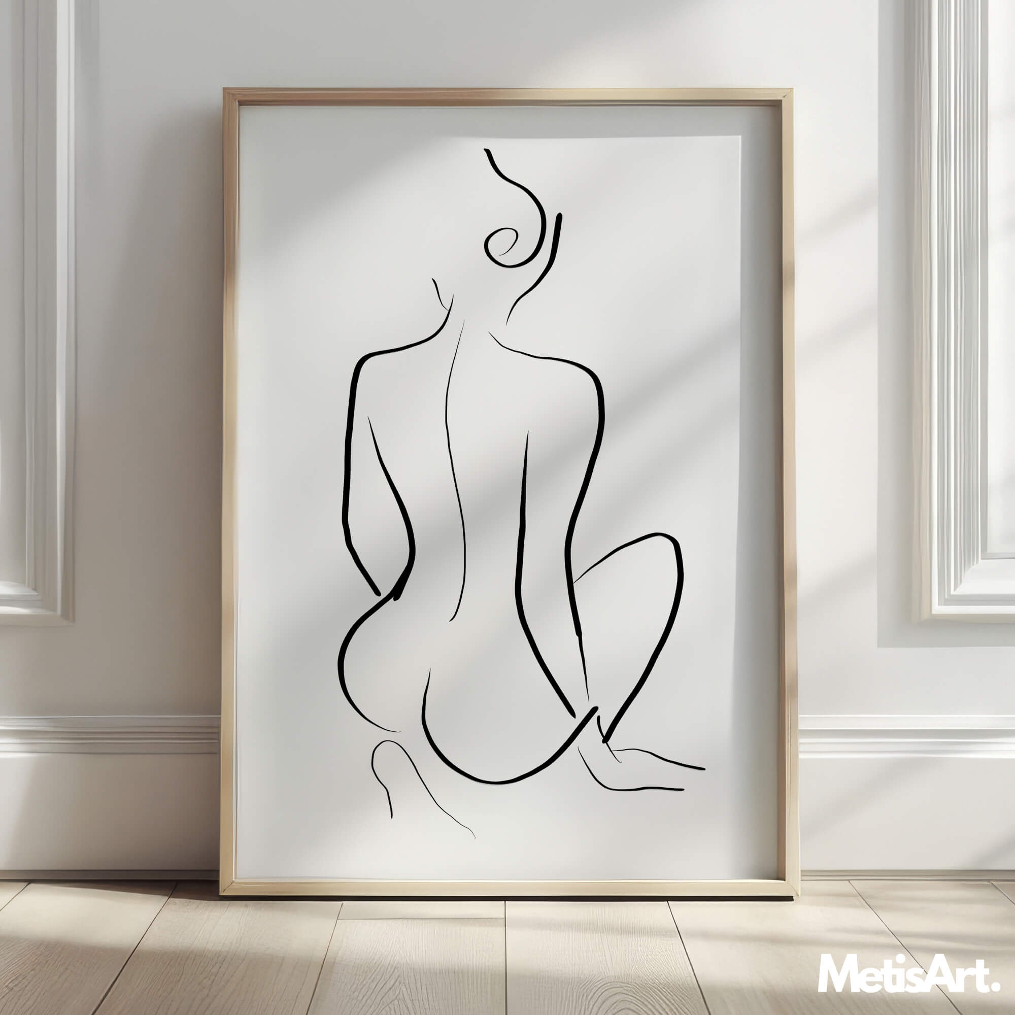 Close-up of sensual woman back line drawing, showcasing delicate details and minimalist design.