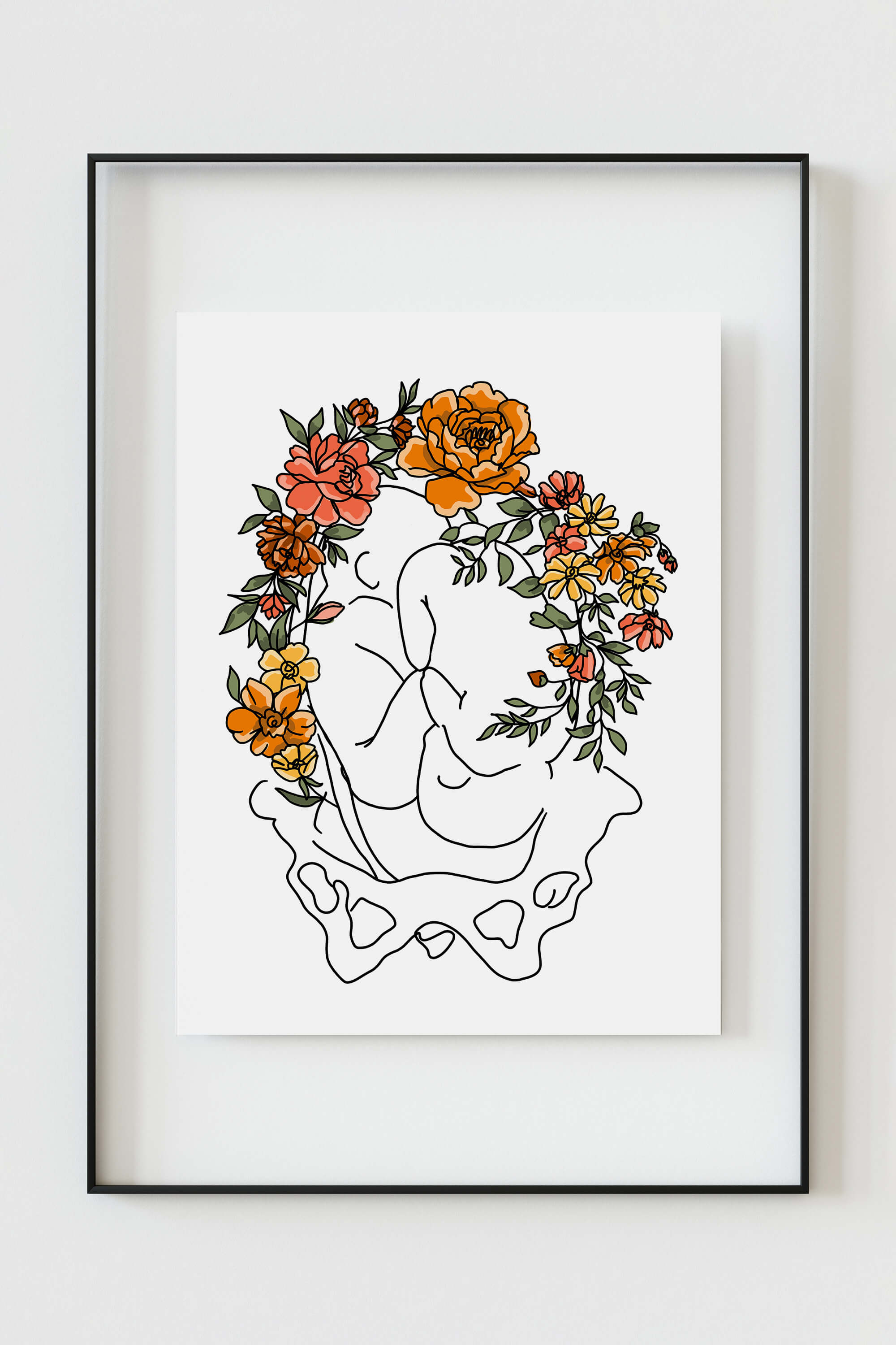 This captivating print features a contemporary take on uterus anatomy, blending colorful, abstract lines. The vibrant hues create a visual symphony, making it a joyful and stylish addition to any art collection.