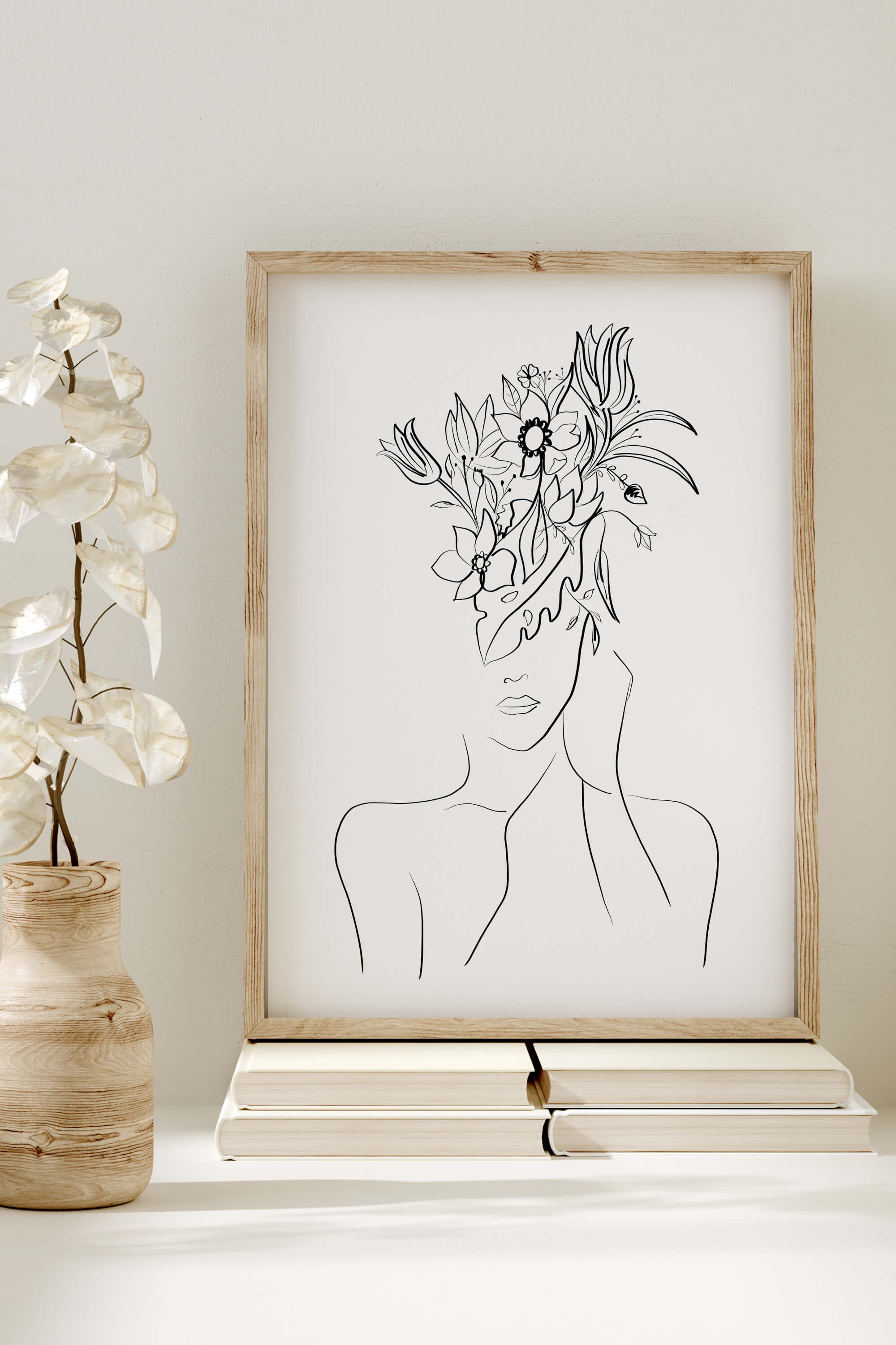 A monochrome art print showcasing a romantic botanical couple. The timeless elegance of this piece makes it a statement for love-themed wall decor. Bring sophistication and romance into your living space.