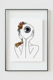 Contemporary wall art showcasing elegance with abstract eye and floral design.