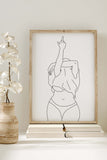 Bold and charismatic curvy women's art challenging beauty norms. Bedroom art print promoting body positivity with a focus on curves. A unique statement in black and white.