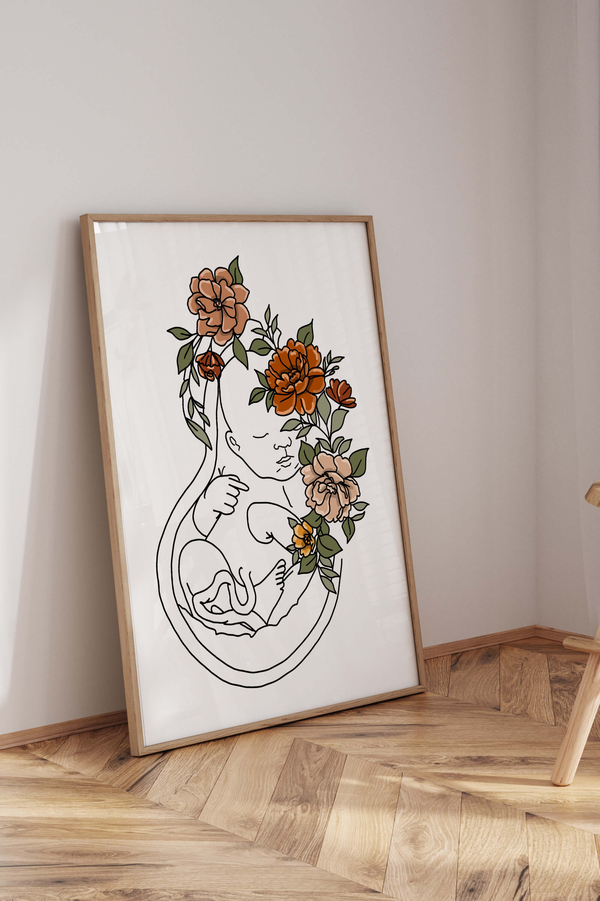 Doula Gifts - Aesthetic and Colorful Uterus Artwork celebrating women's health and childbirth.