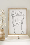 Timeless black and white line drawing, a masterpiece of elegance. This unique art print combines style and sophistication, making it a perfect addition to any room. Elevate your decor with this chic and empowering piece.