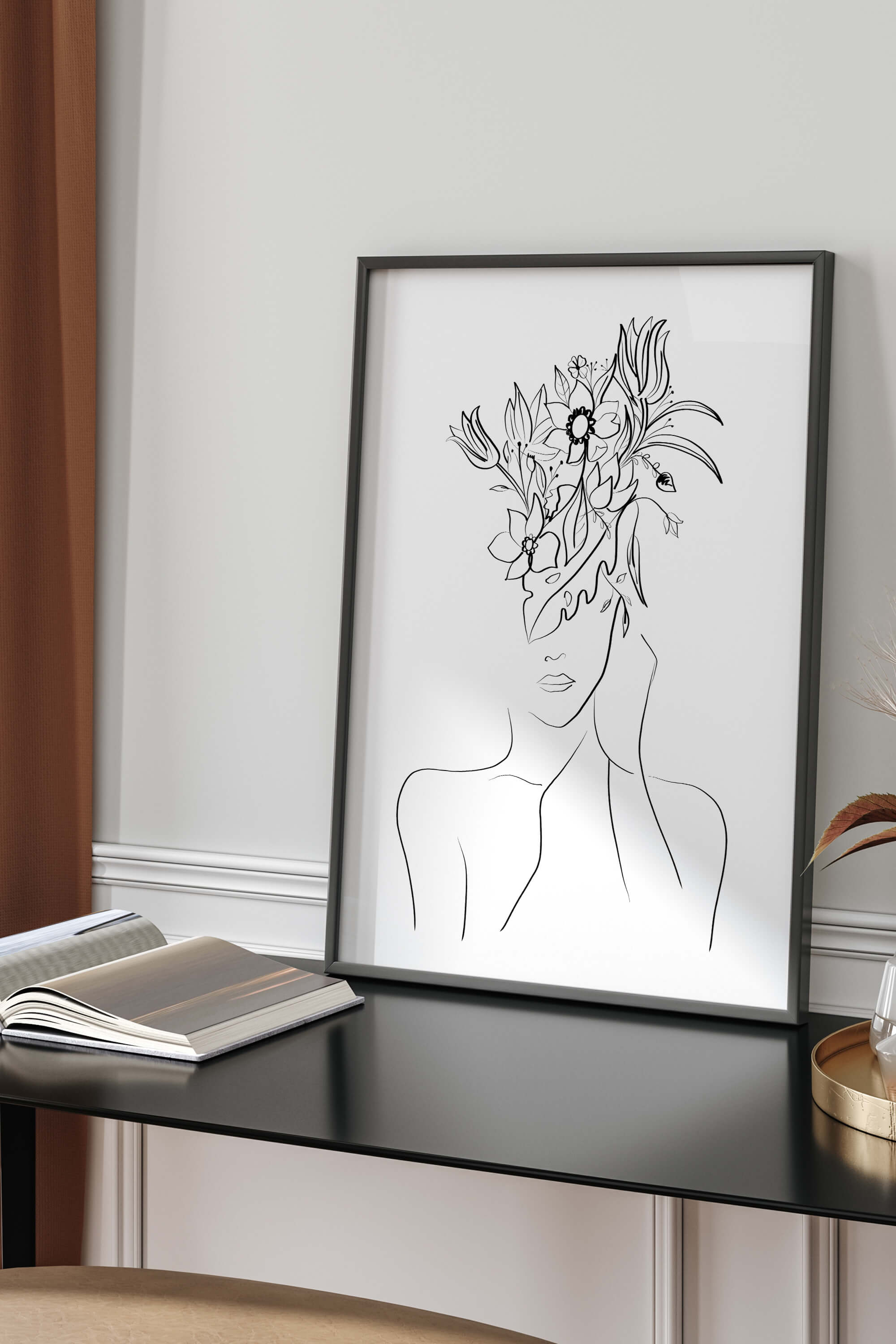 A captivating black and white art print featuring an abstract representation of the female body. The contemporary and chic design adds a touch of elegance to any space. Perfect for those appreciating modern and abstract wall art.
