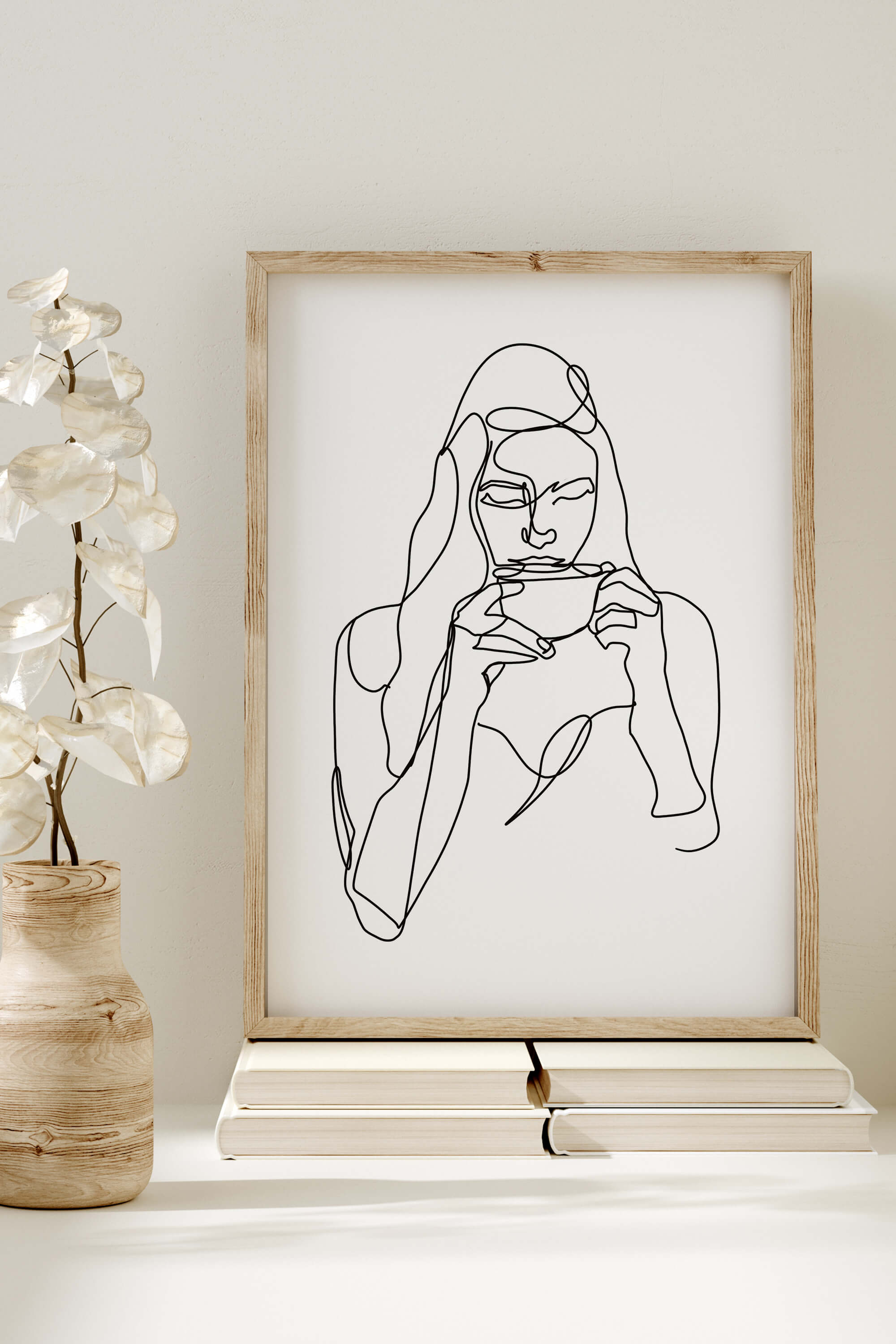 Elevate your space with elegant elegance through this stylish women's wall art, blending modern boho aesthetics with contemporary lines for a unique statement.