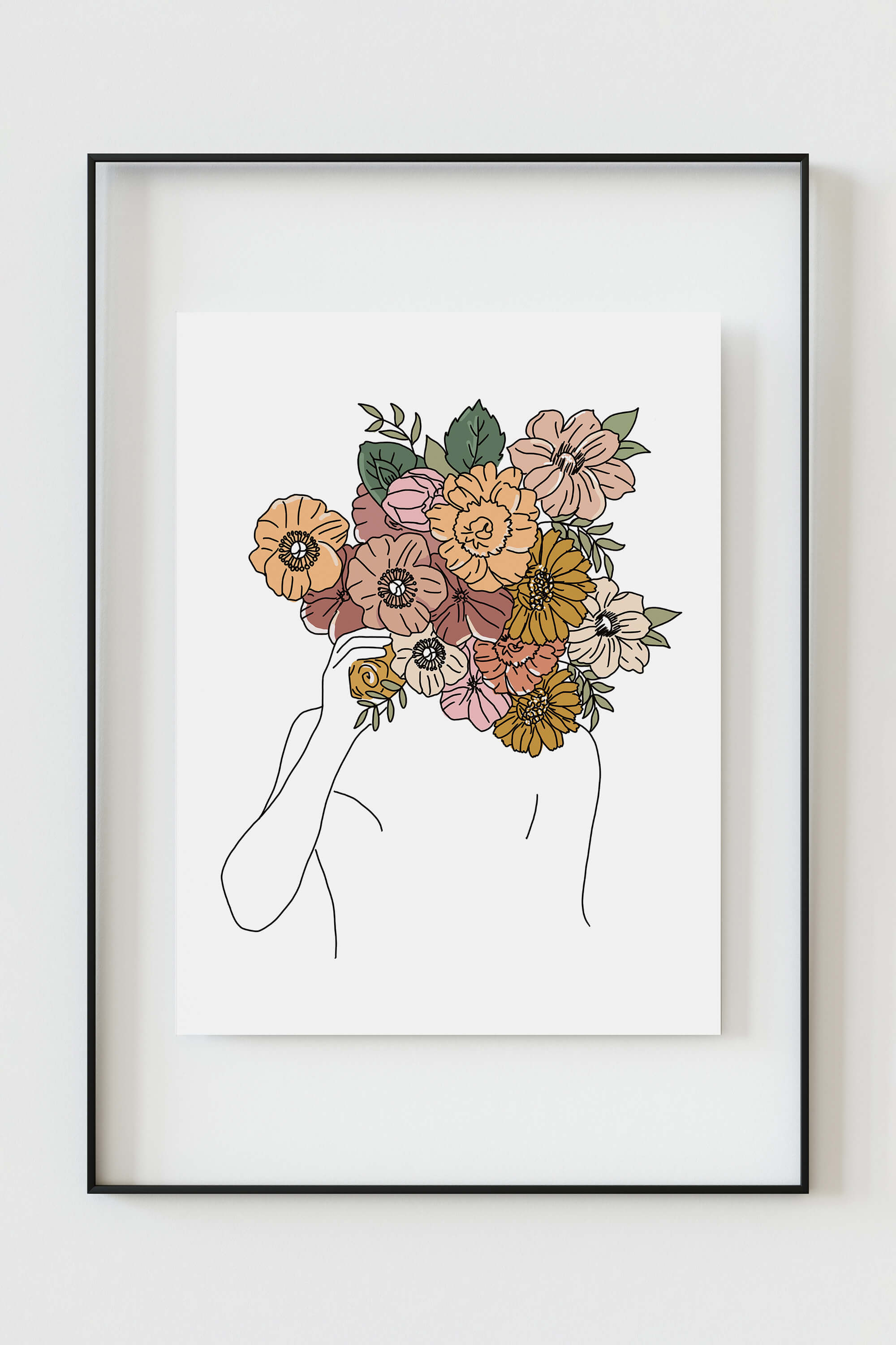 Rose Flower Head Woman Face Wall Art  Vibrant Feminine Print –  MetisArtPrints