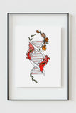 Elegant Science Room Wall Art showcasing a DNA strand with floral patterns for an educational setting.