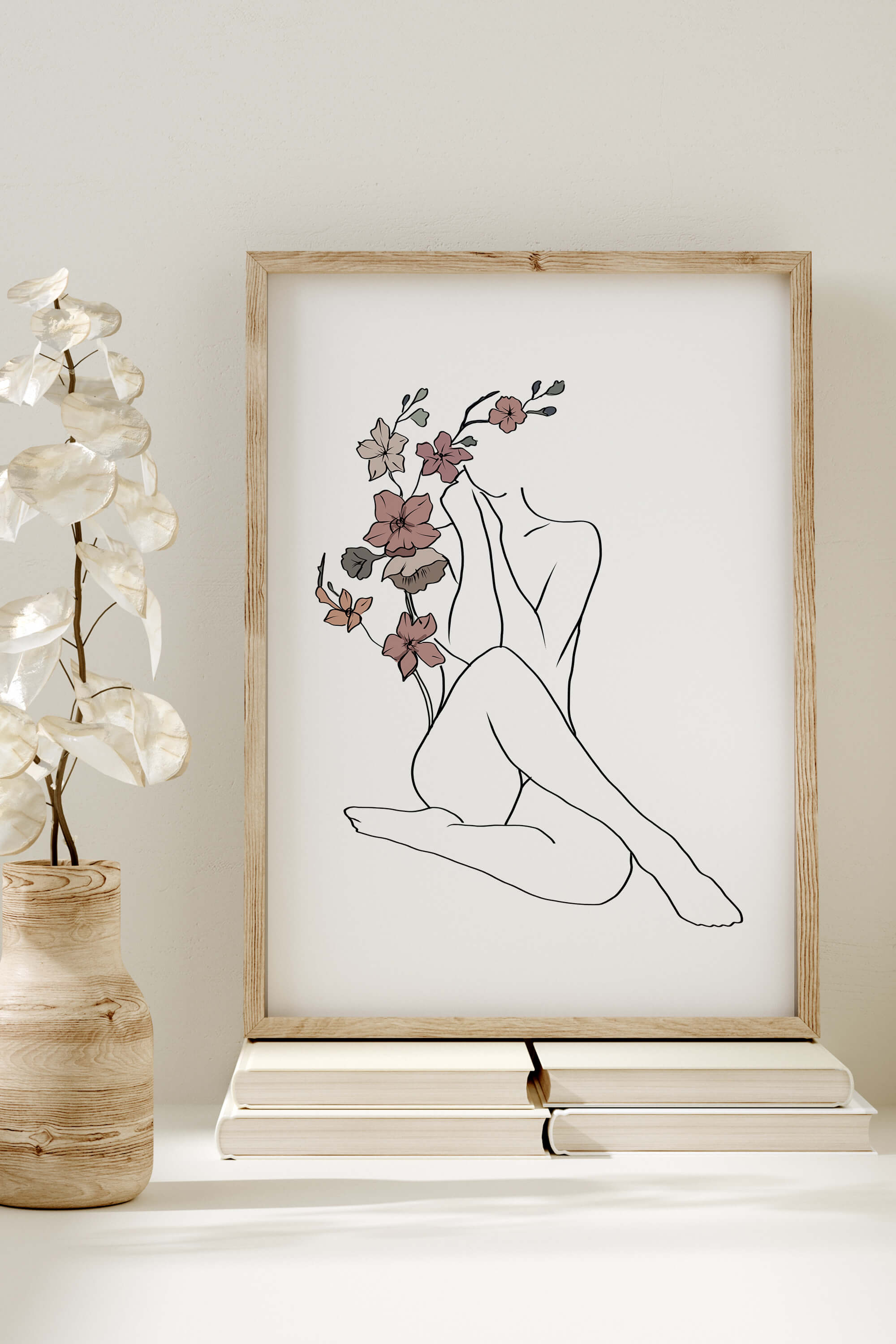 A beautiful portrayal of a woman's body adorned with botanical elements, offering a perfect blend of grace and nature.