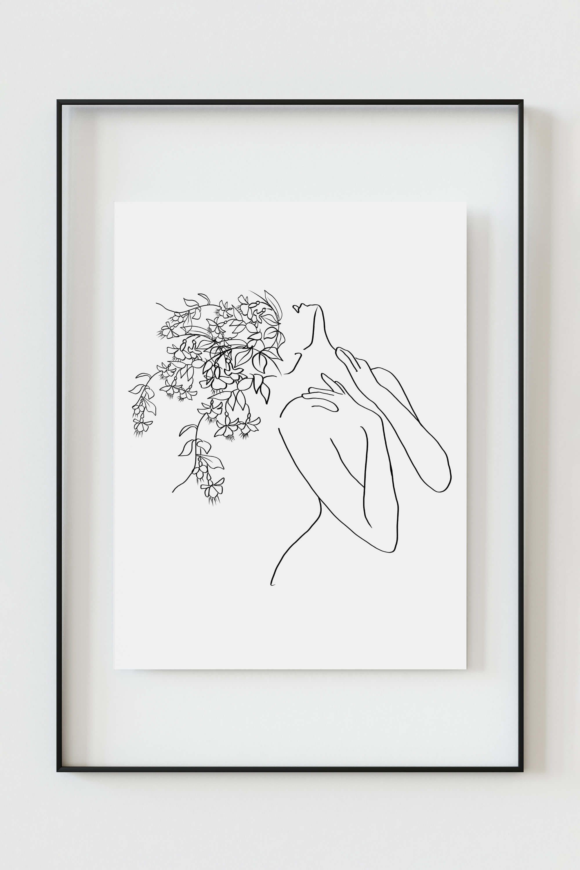 Original art print in classic black and white, showcasing a captivating blend of timeless beauty. Each stroke tells a story, creating an elegant and contemporary piece suitable for any space.