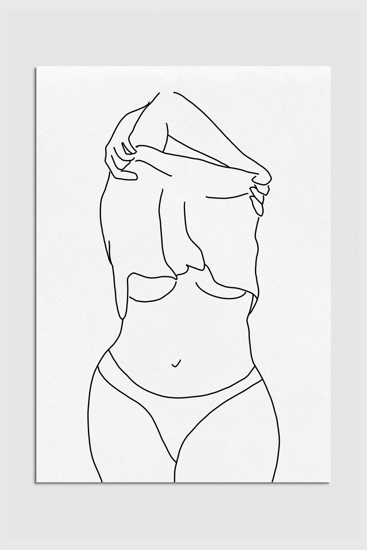 Monochrome line drawing of an empowered woman, celebrating strength and individuality. Feminist wall art with elegant lines conveying a powerful message.