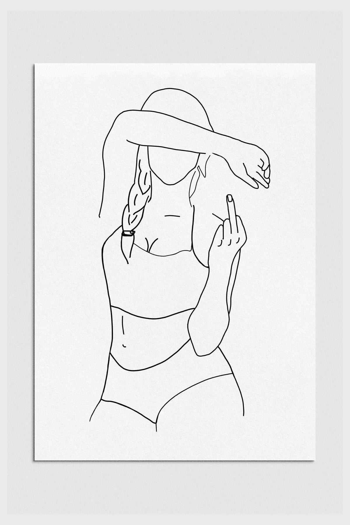 Empowerment Curves: Black and white line art depicting a curvy woman, celebrating body positivity and strength.
