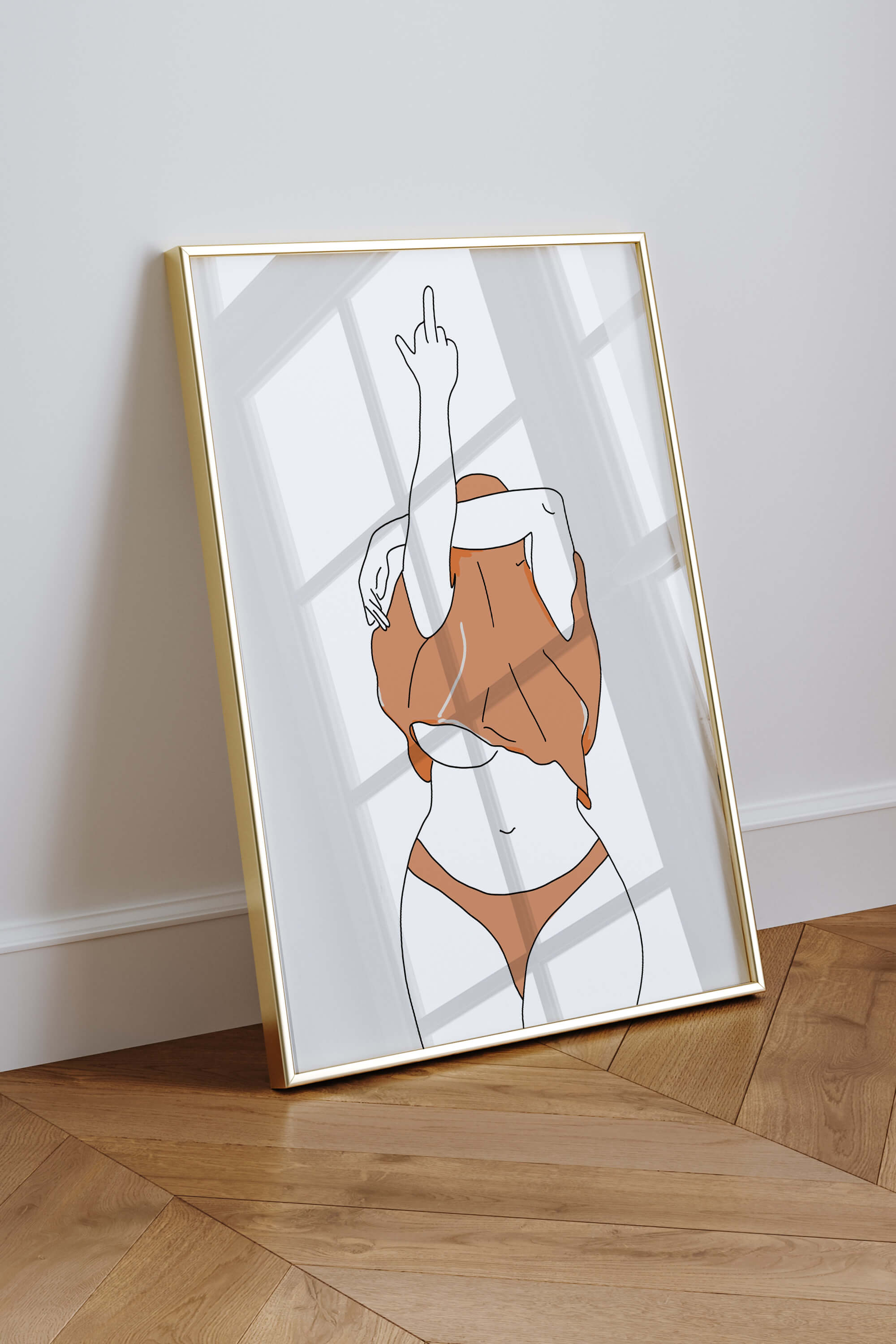 Colorful and expressive middle finger line art, a unique and rebellious addition to your space.
