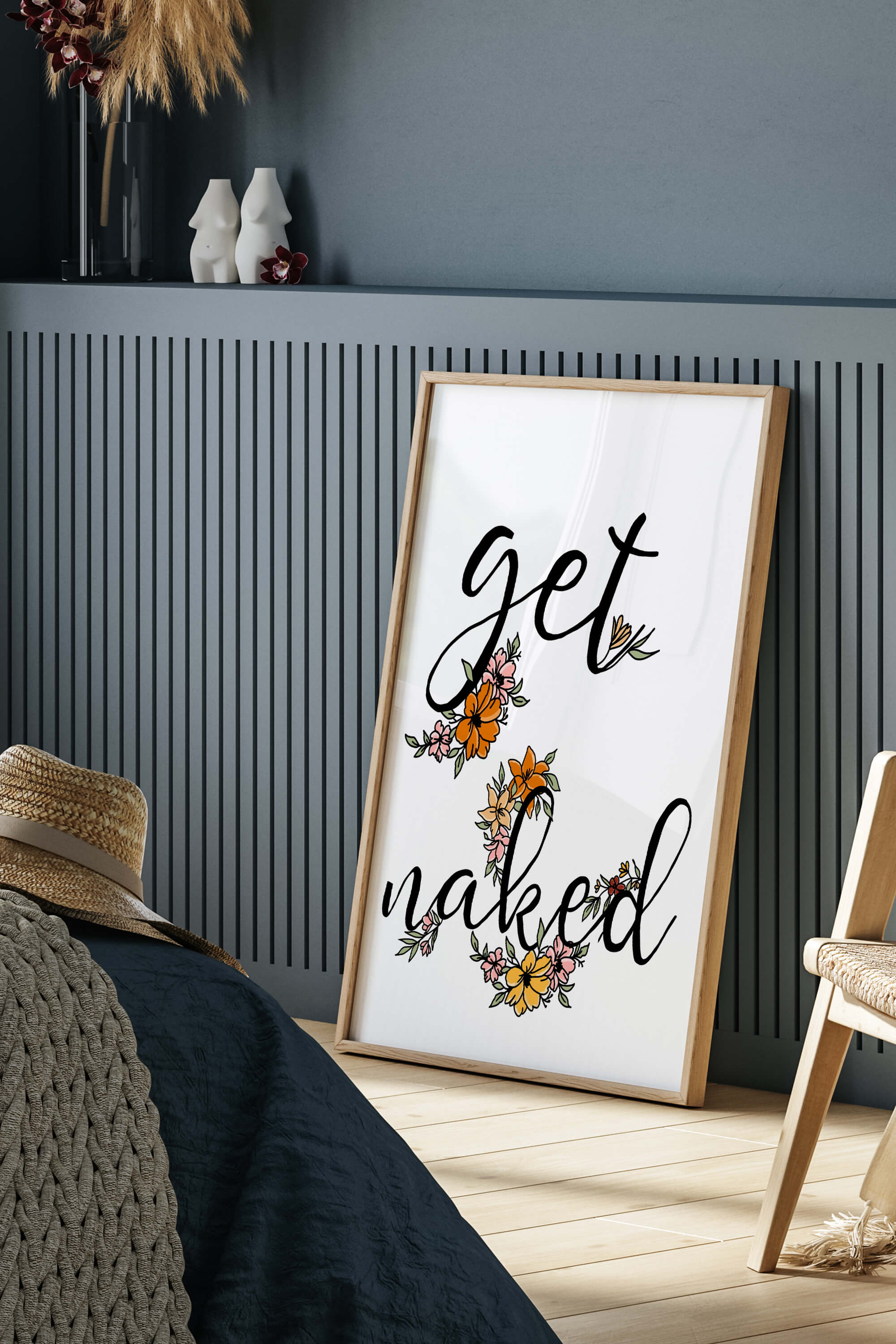Embrace positivity with this extraordinary art print. A floral nude be-naked quote poster that exudes style and individuality. Own a piece that not only decorates but also inspires, making each day extraordinary.