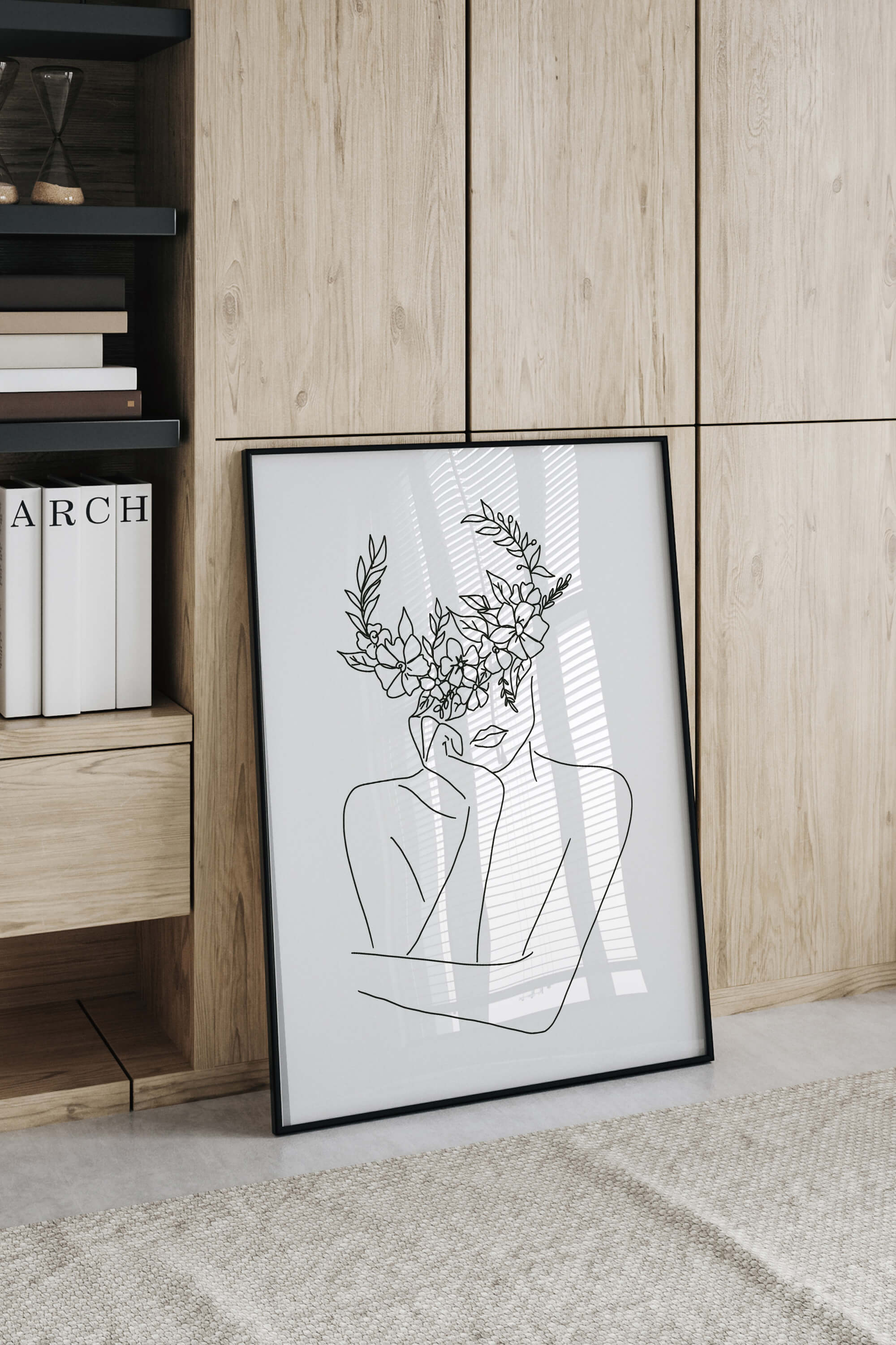 Monochrome illustration featuring captivating woman's face, blending elegance and timeless femininity. Limited edition art print to elevate your decor.