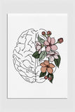 Intricate Floral Brain Anatomy Art Print adding a burst of color to any therapist's office wall.
