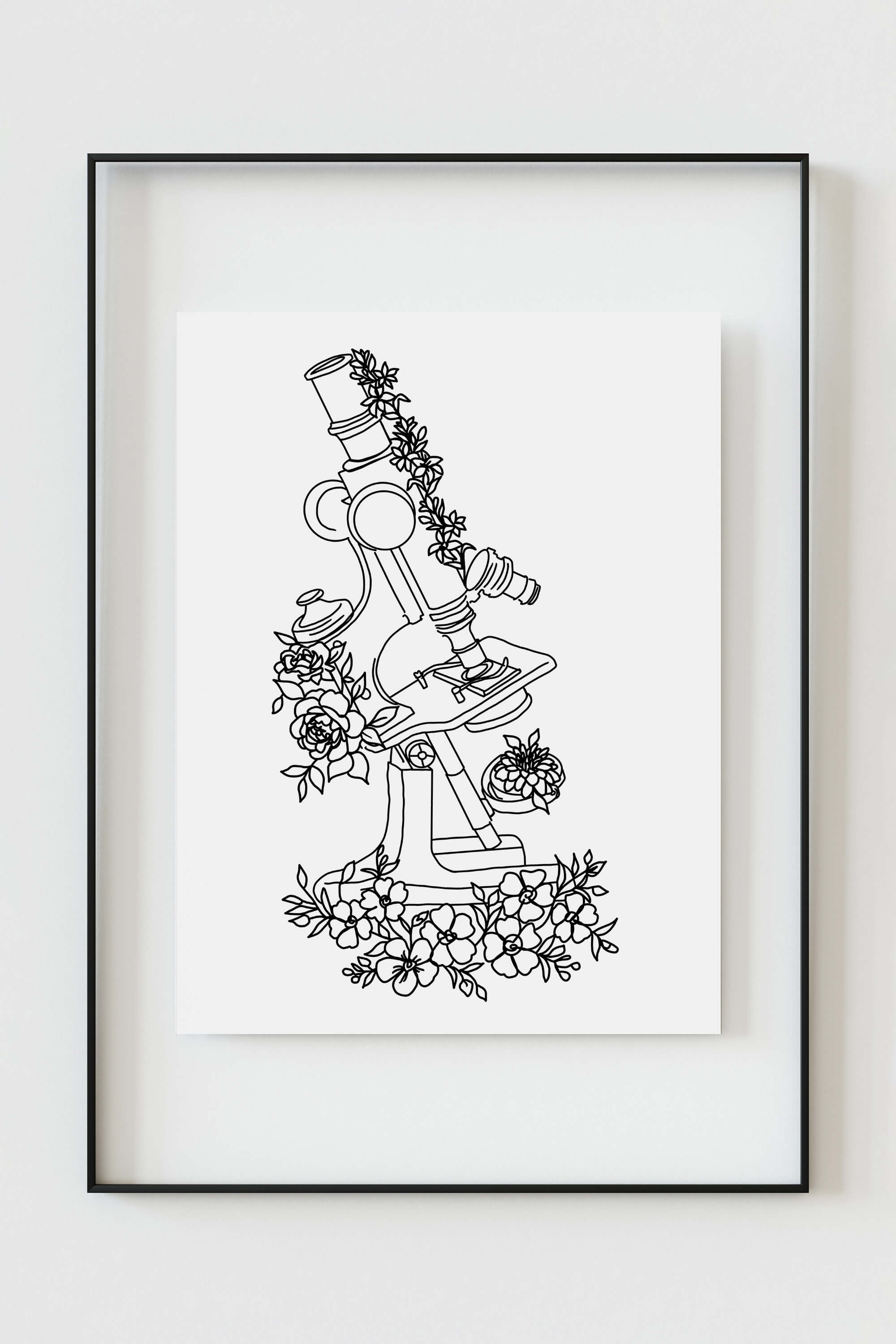 A thoughtful graduation gift for medical students, this art print elegantly combines the precision of a microscope with the beauty of flowers. The perfect blend of science and aesthetics captured in a stunning visual representation.