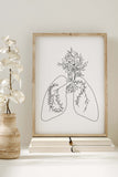 Vibrant flower lungs wall art, a symbolic cancer survivor gift filled with colorful blossoms. Celebrate resilience with this unique and meaningful art print.