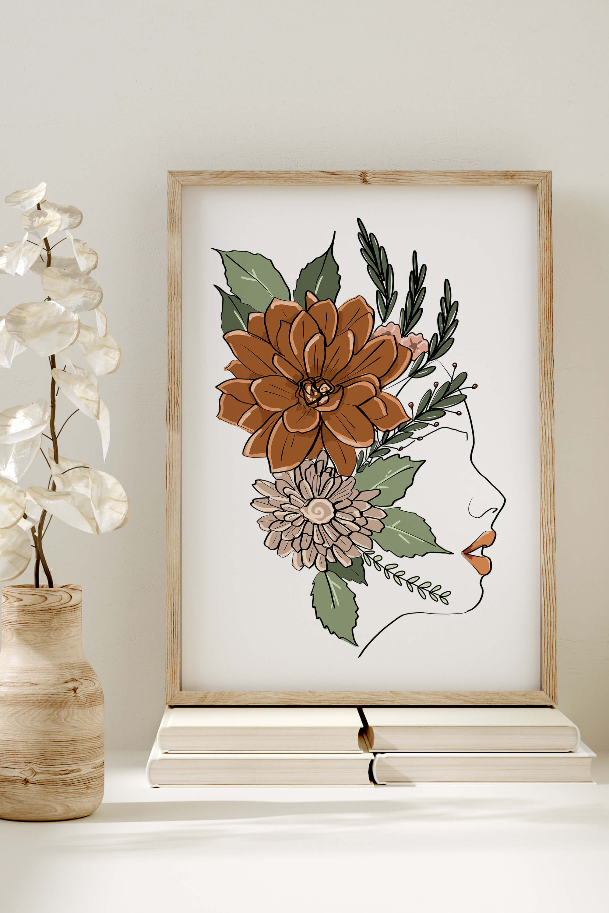 An elegant Botanical Wall Art, depicting nature-inspired feminine beauty, a graceful addition to your home decor.