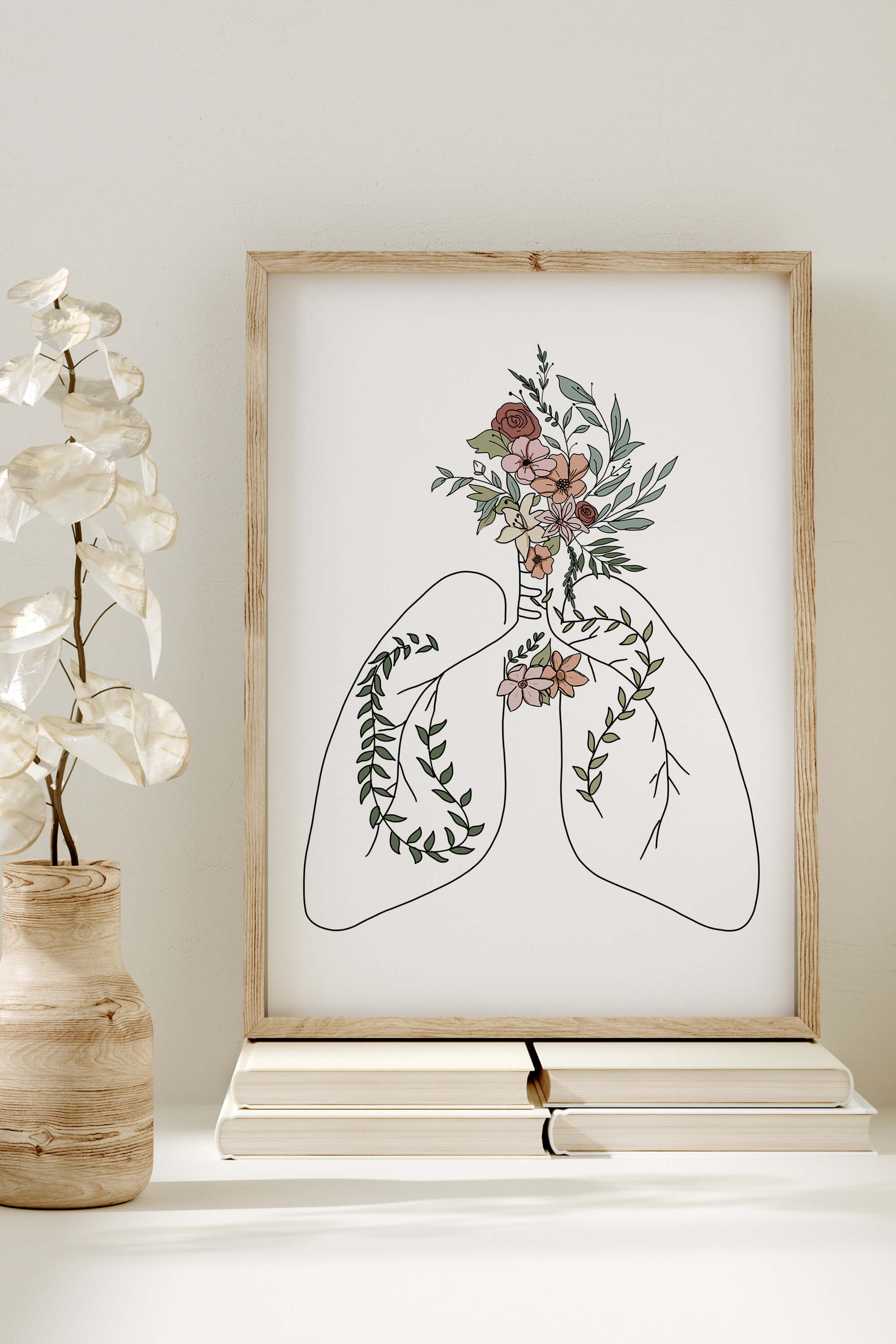Inspirational Floral Lungs Print, a testament to strength and healing, perfect for those who have battled cancer.
