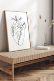 Limited edition floral heart print - Exclusivity meets elegance in this monochrome heart art, a unique addition to refined art collections.